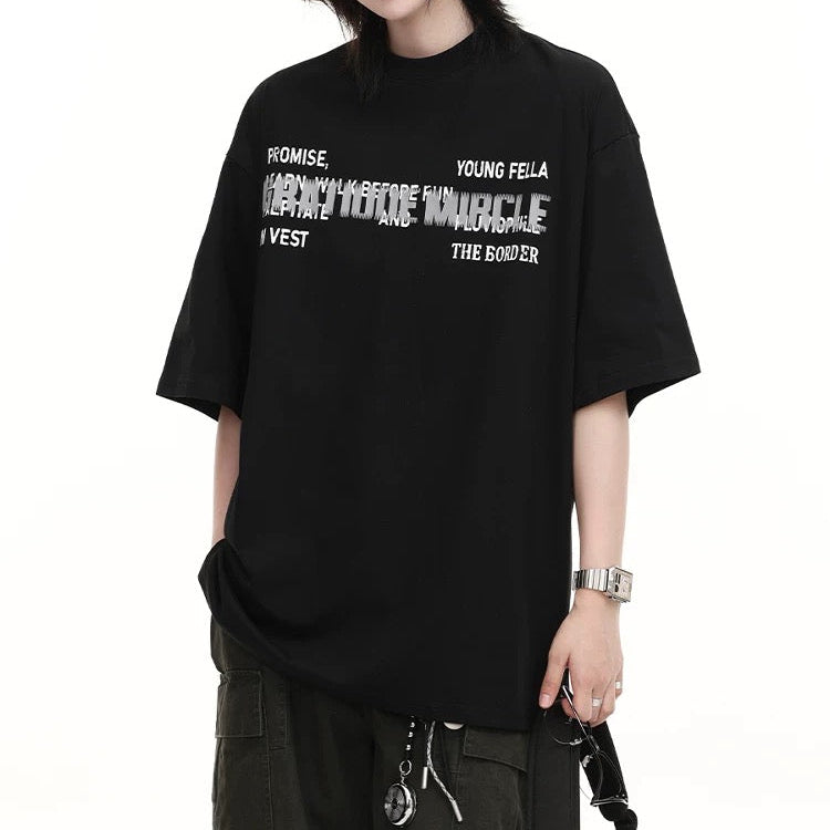 S0341 American retro letter print round neck short sleeve T-shirt