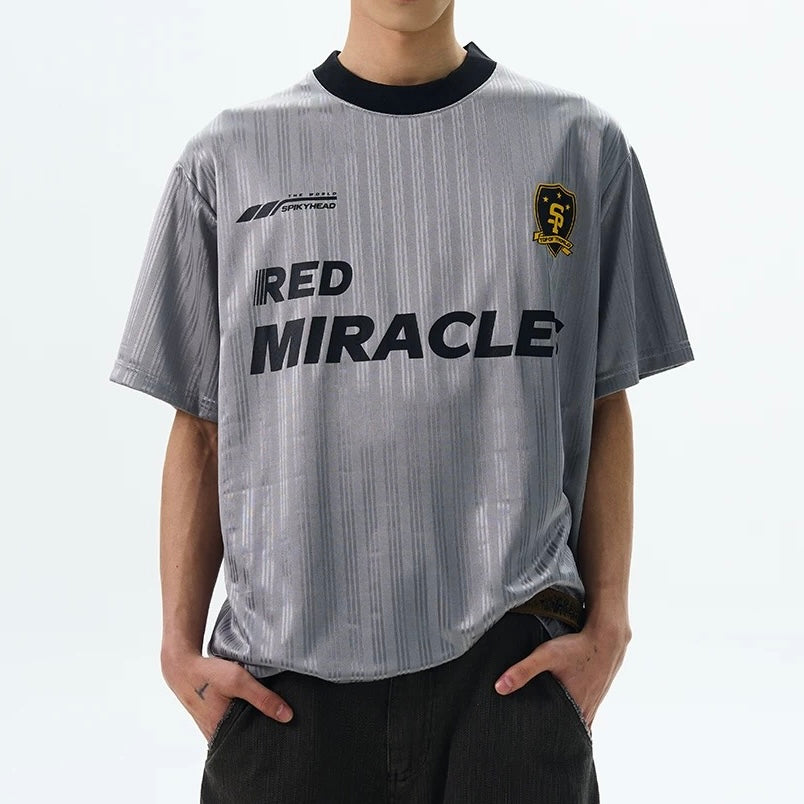 S0343 American retro loose letter design jersey T-shirt