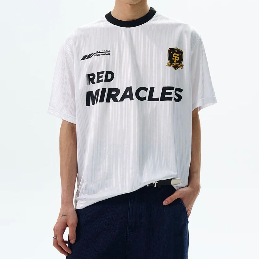 S0343 American retro loose letter design jersey T-shirt