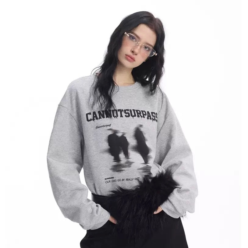 S0344 American trendy brand Phantom logo embroidered round neck sweatshirt