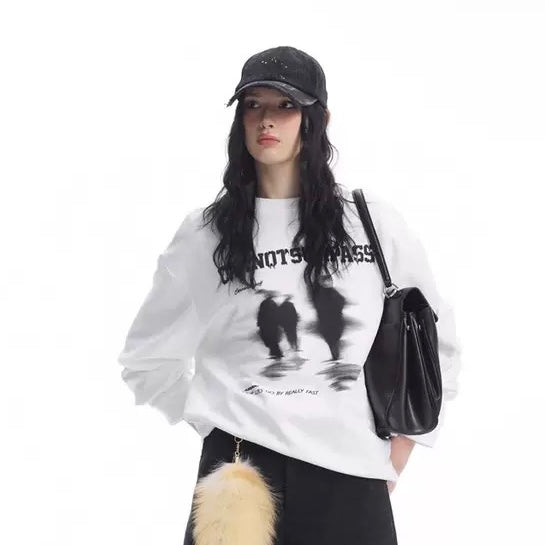 S0344 American trendy brand Phantom logo embroidered round neck sweatshirt