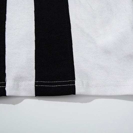 S0465 American striped equestrian print soccer jersey style short-sleeved T-shirt