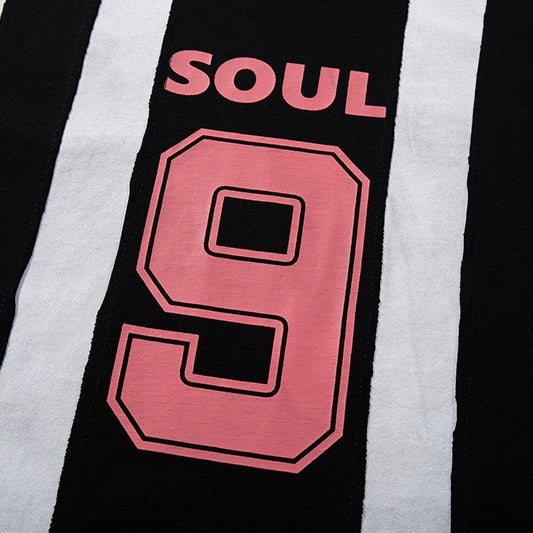 S0465 American striped equestrian print soccer jersey style short-sleeved T-shirt