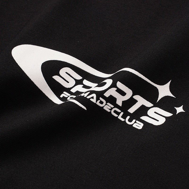 S0467 American street style color-blocked patchwork number and letter badge print crew neck short-sleeved T-shirt