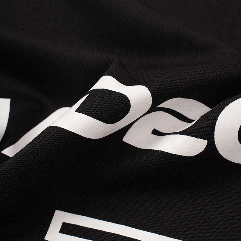 S0467 American street style color-blocked patchwork number and letter badge print crew neck short-sleeved T-shirt