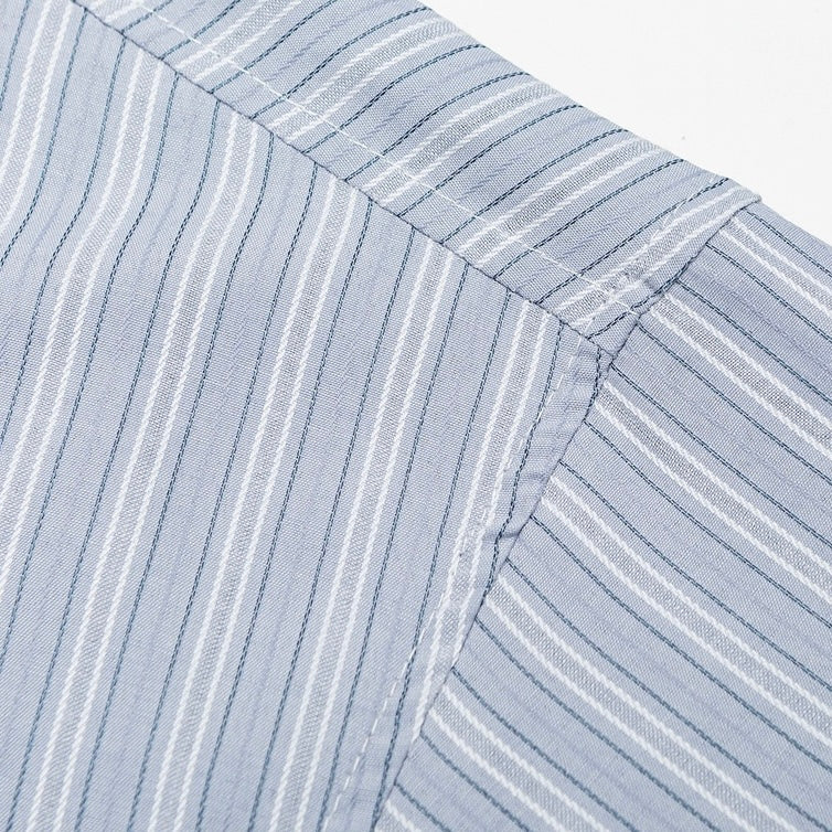 S0470 Japanese-style striped letter embroidered short-sleeved shirt