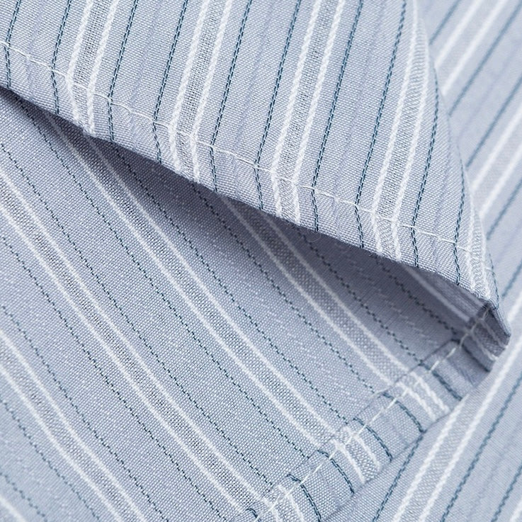 S0470 Japanese-style striped letter embroidered short-sleeved shirt