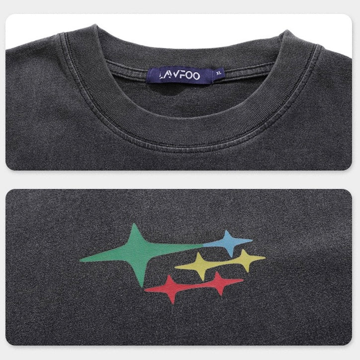 S0019 Oversize America Vintage Big Logo Short Sleeve T-Shirt