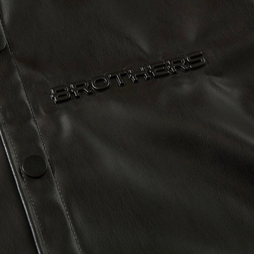 S0106 American vintage leather Oversize short shirt