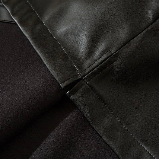 S0106 American vintage leather Oversize short shirt