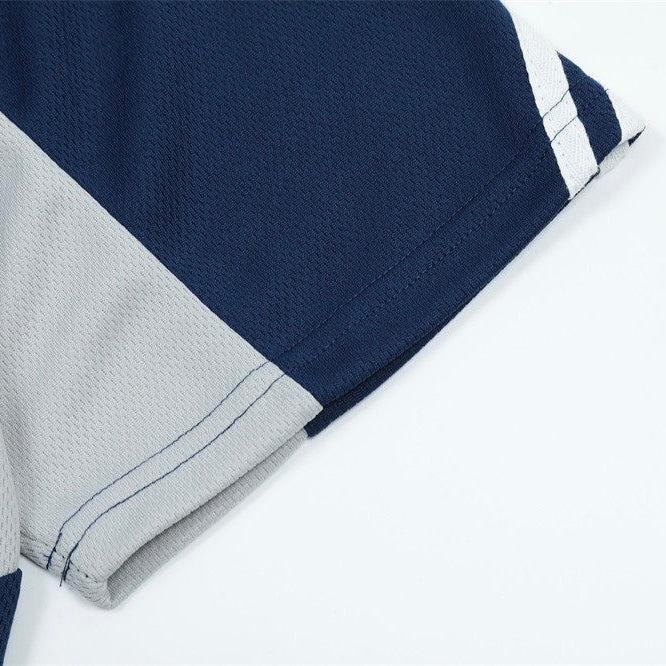 S0113 Volkswagen contrasting color cut V-neck sports short-sleeved T-shirt