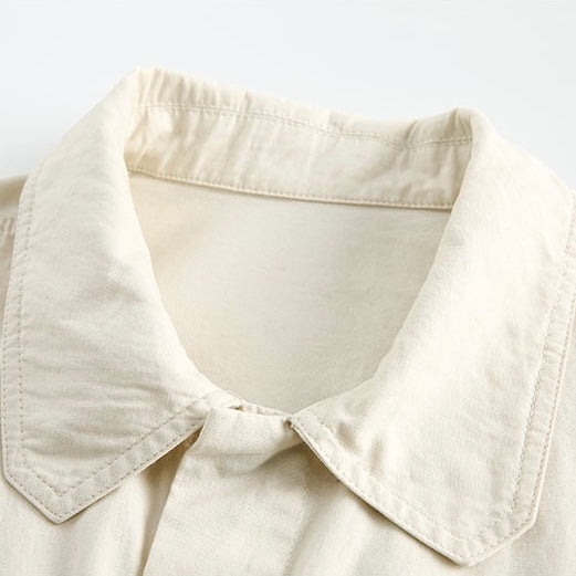 S0138 American retro solid color workwear short-sleeved shirt