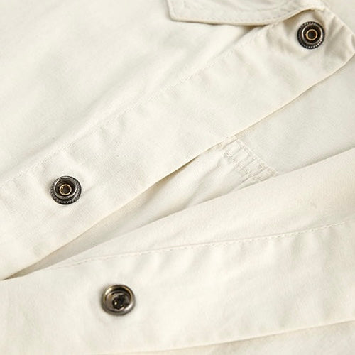 S0138 American retro solid color workwear short-sleeved shirt