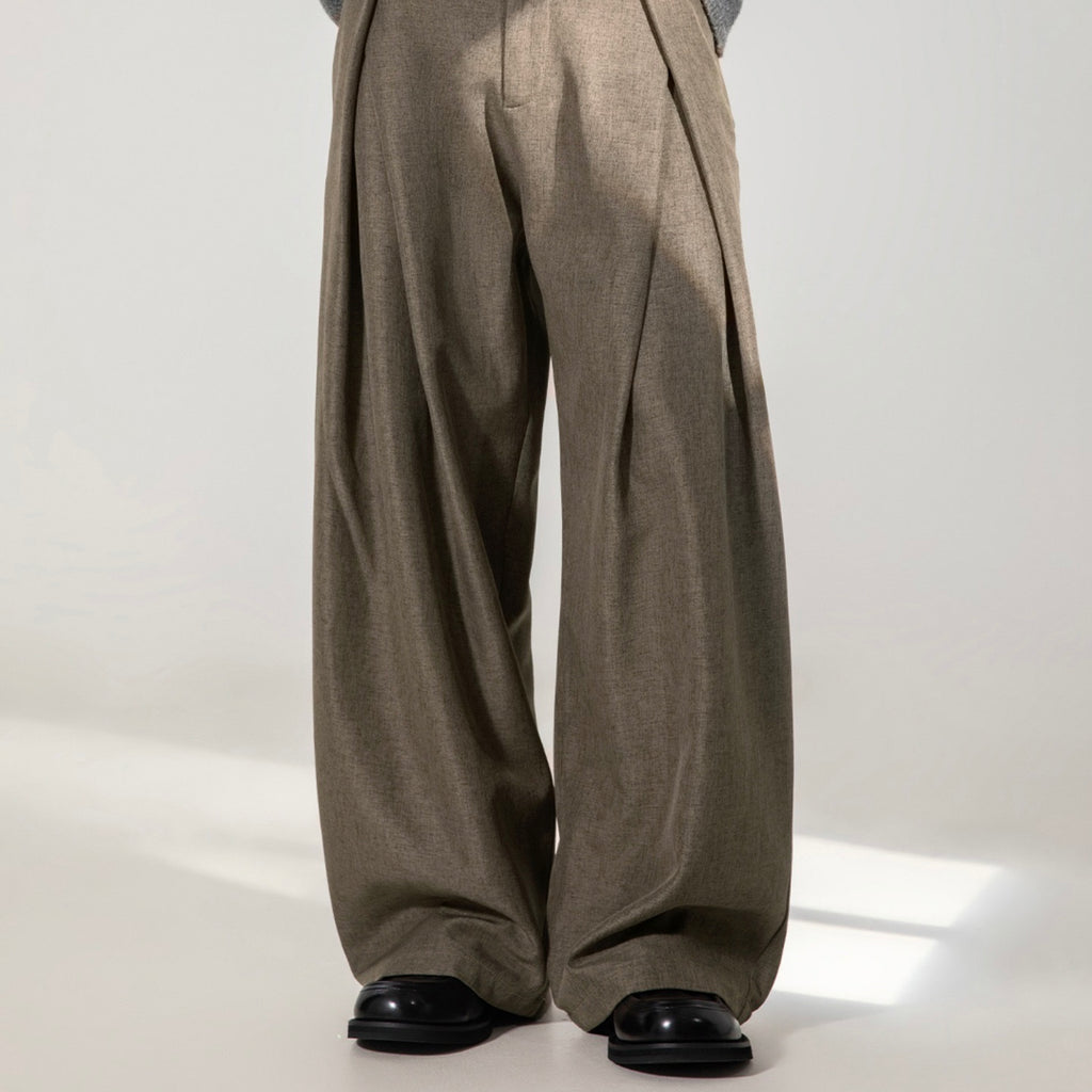 P0178 American Cross-pleated design drape loose straight casual trousers