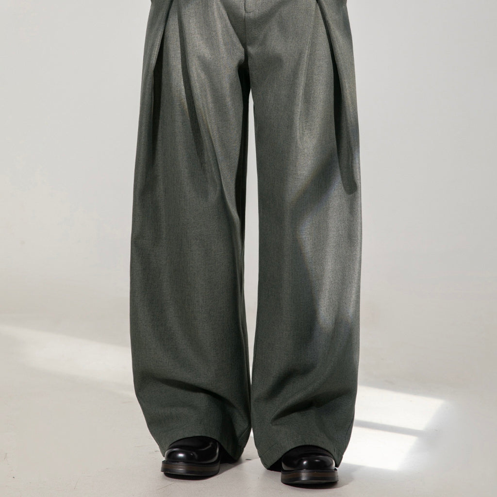 P0178 American Cross-pleated design drape loose straight casual trousers