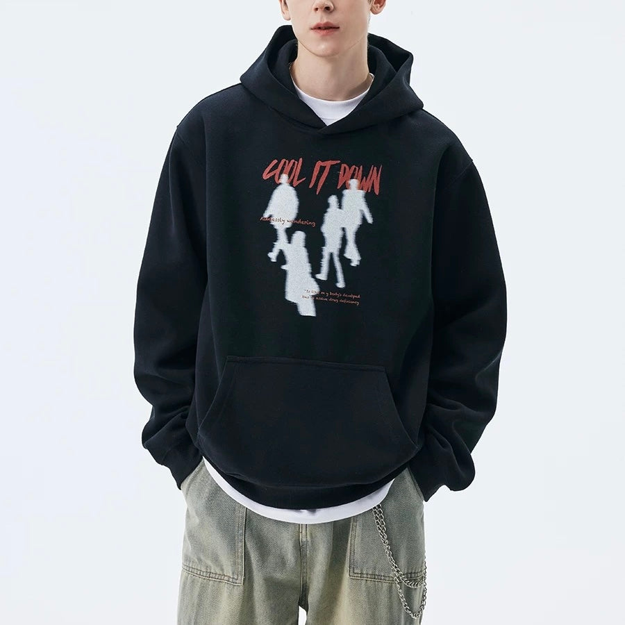 S0360 American style retro hooded loose youth campus style student hoodie