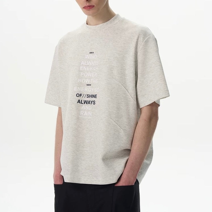 S0371 America Style 250g Air Layer Base Printed Letter Crewneck Casual Short Sleeve T-Shirt