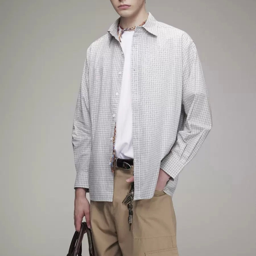 S0368 Davic Original Literary Style Shirt Men's Long-Sleeved Casual Loose Cotton Shirt