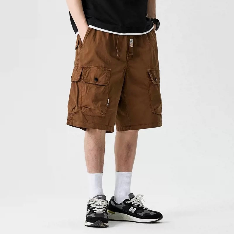 P0184 Japanese Retro Casual Large Pocket Cargo Shorts