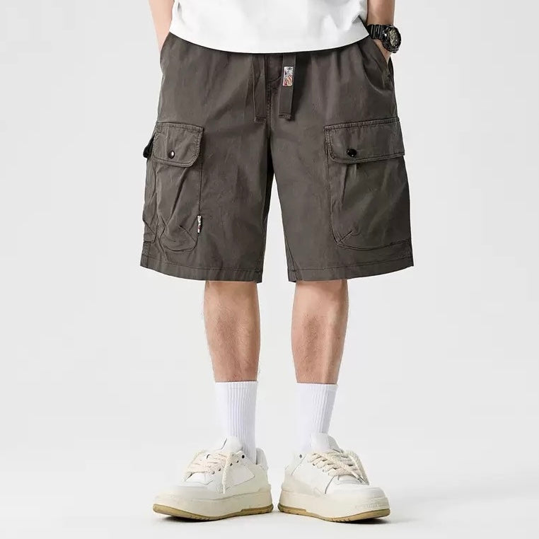 P0184 Japanese Retro Casual Large Pocket Cargo Shorts