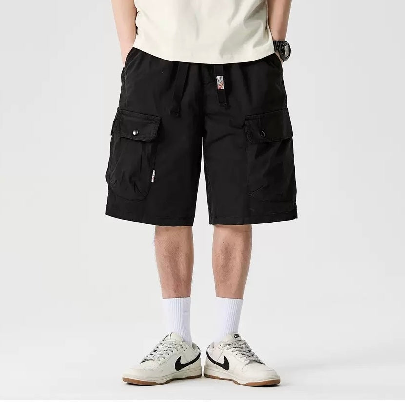 P0184 Japanese Retro Casual Large Pocket Cargo Shorts