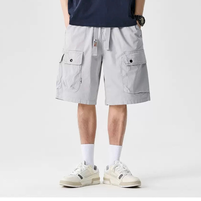 P0184 Japanese Retro Casual Large Pocket Cargo Shorts