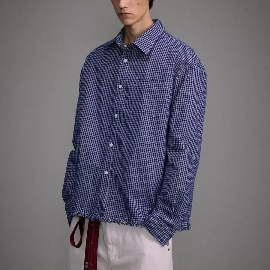 S0370 American Style Trendy Brand New Design Sense Loose Casual Plaid Shirt