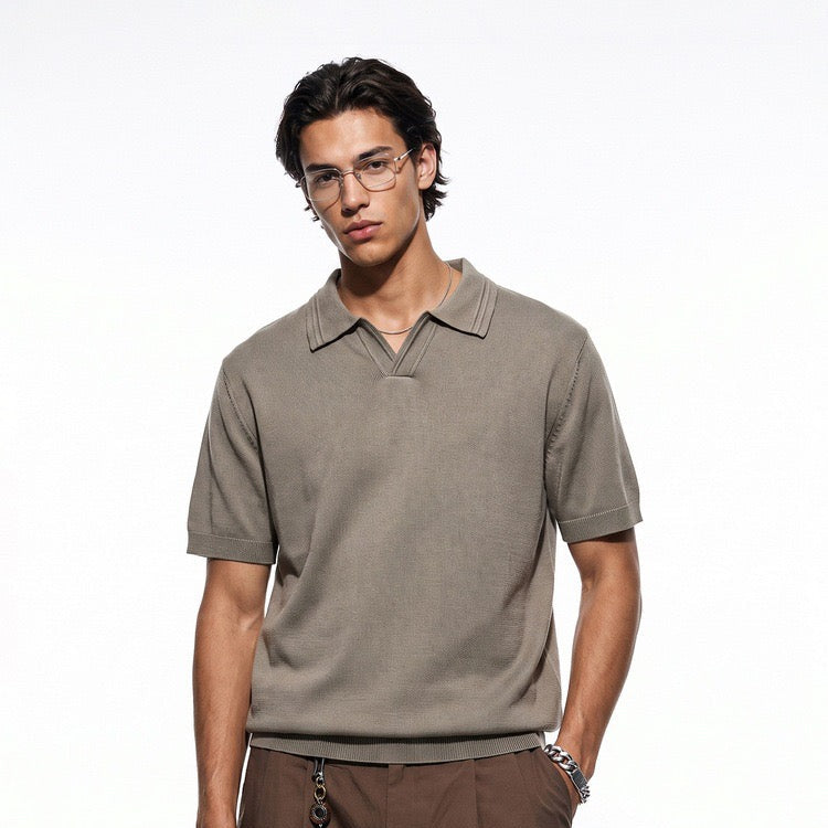 S0485 Old Money Style Short-Sleeve Knit Polo