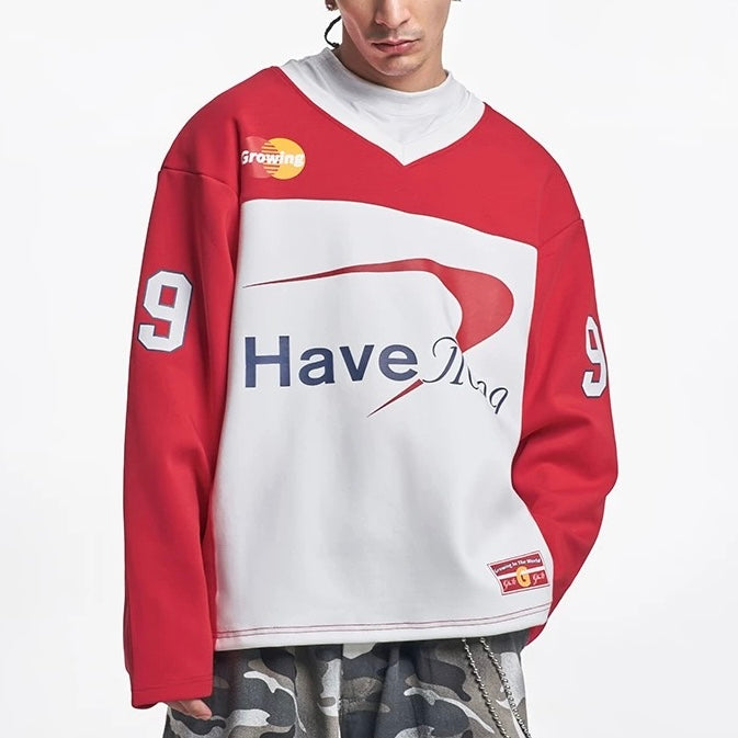 S0374 American street style V-neck air layer sports jersey