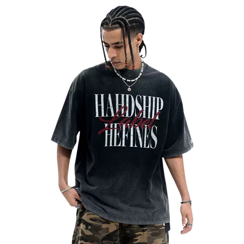 S0375 Vivgae Original American Trendy Brand Street Washed Distressed Loose Men's T-Shirt