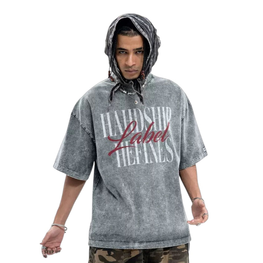 S0375 Vivgae Original American Trendy Brand Street Washed Distressed Loose Men's T-Shirt
