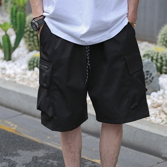P0187 Japanese Style Functional Cargo Shorts Cityboy Loose Five-Quarter Pants