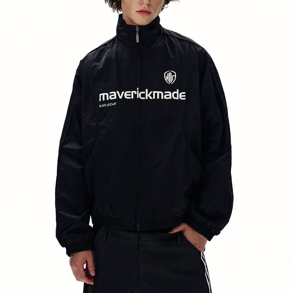S0376 American Retro Jacket Men's Short Wide Digital Print Casual Loose Stand Collar Soccer Sports Jacket