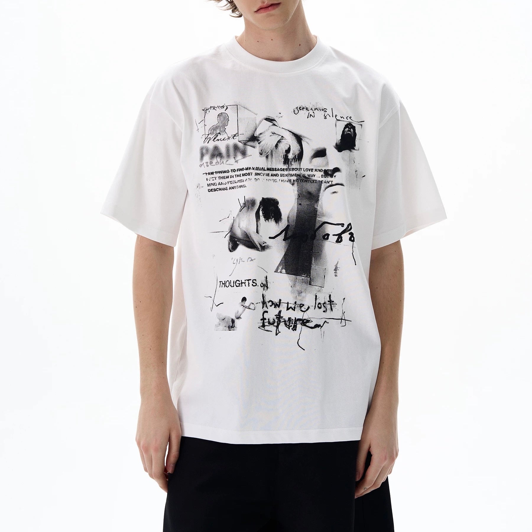 S0379 American-style Vintage Oversize niche design short-sleeved T-shirts
