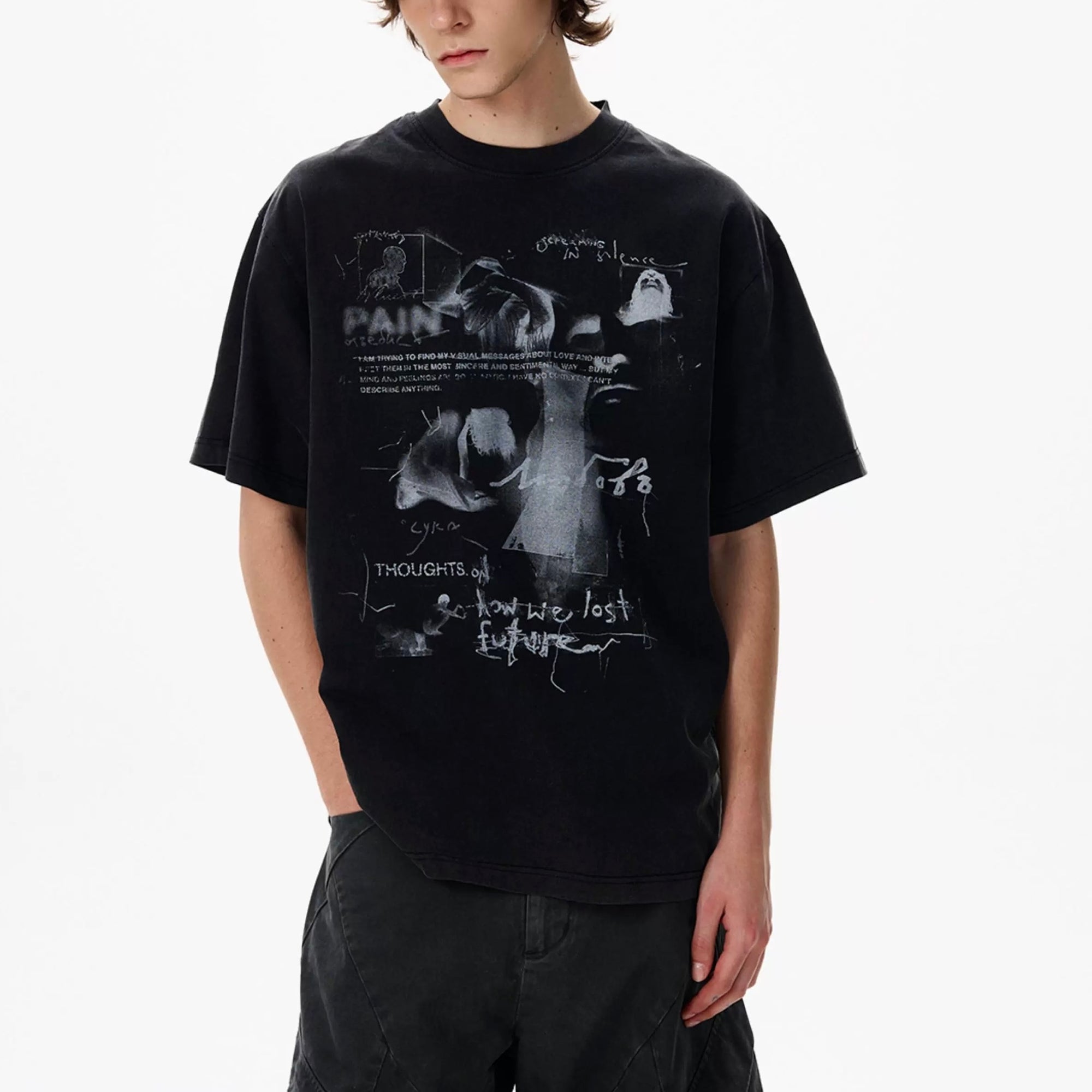 S0379 American-style Vintage Oversize niche design short-sleeved T-shirts