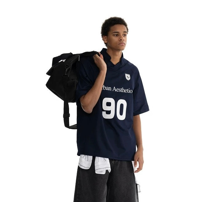S0383 Limited Loopsoon American retro sportswear print fashion men's short-sleeved T-shirt