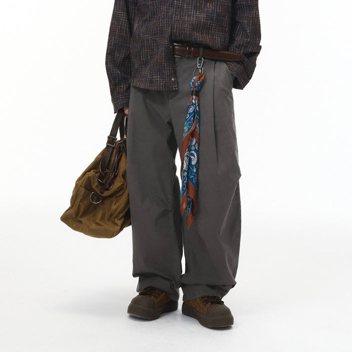 P0193 American Style Pleated Cargo Wide-Leg Pants