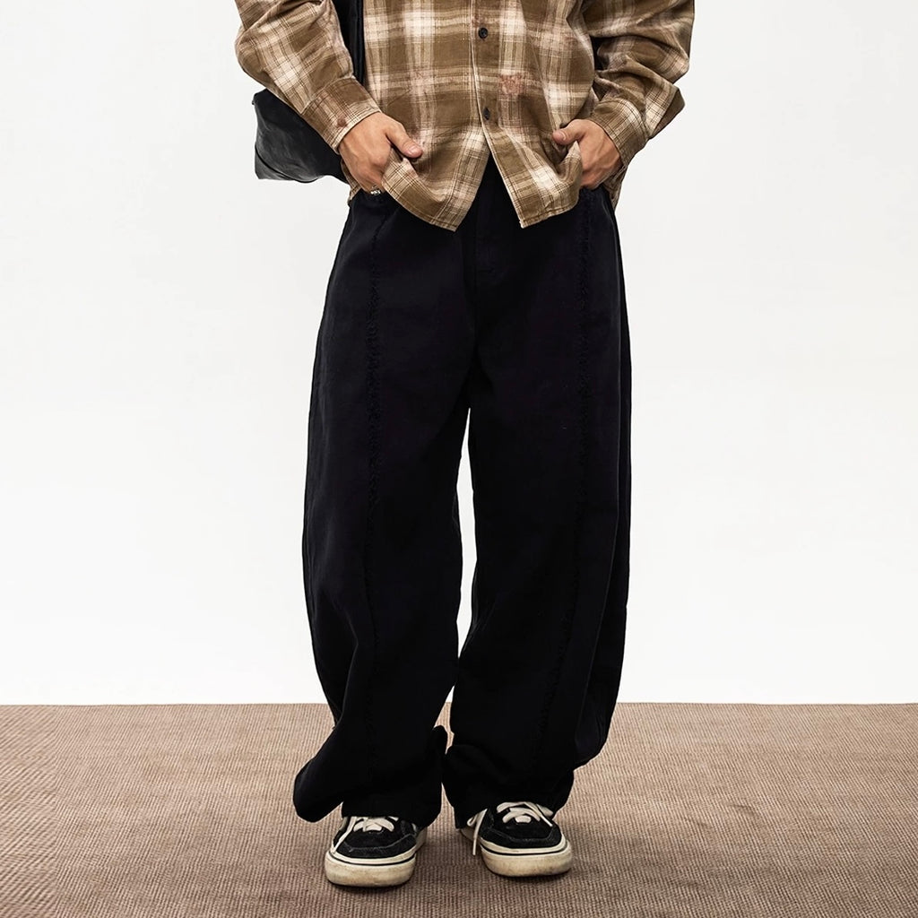 P0190 American Deconstructed Washed Distressed Frayed Edge Cargo Pants