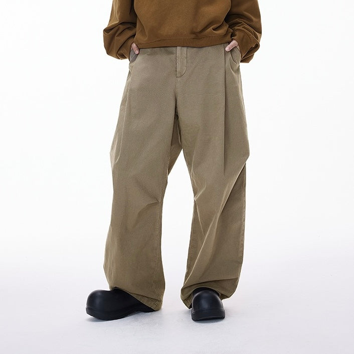 P0193 American Style Pleated Cargo Wide-Leg Pants