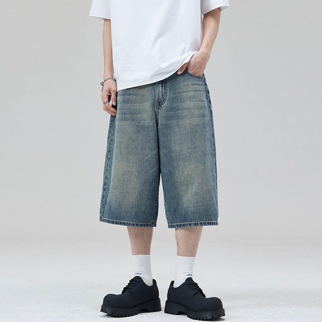 P0194 American-style straight leg loose cropped jeans