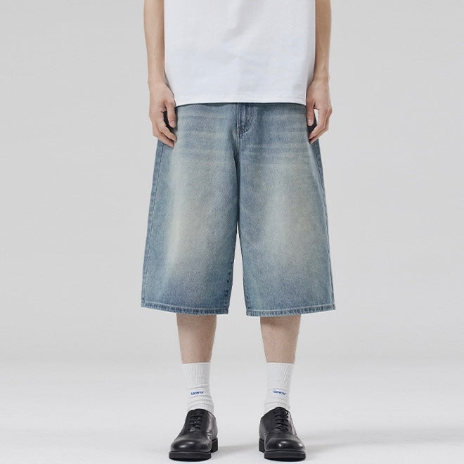 P0194 American-style straight leg loose cropped jeans