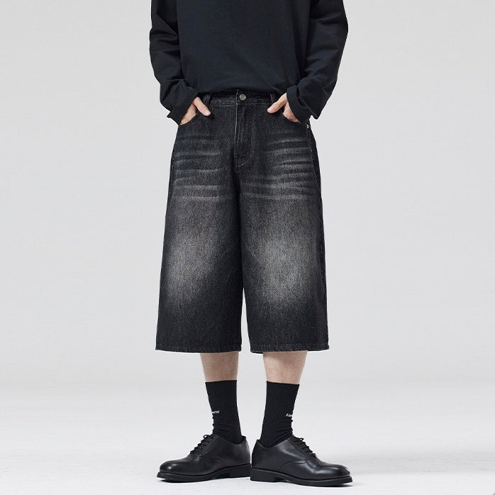 P0194 American-style straight leg loose cropped jeans