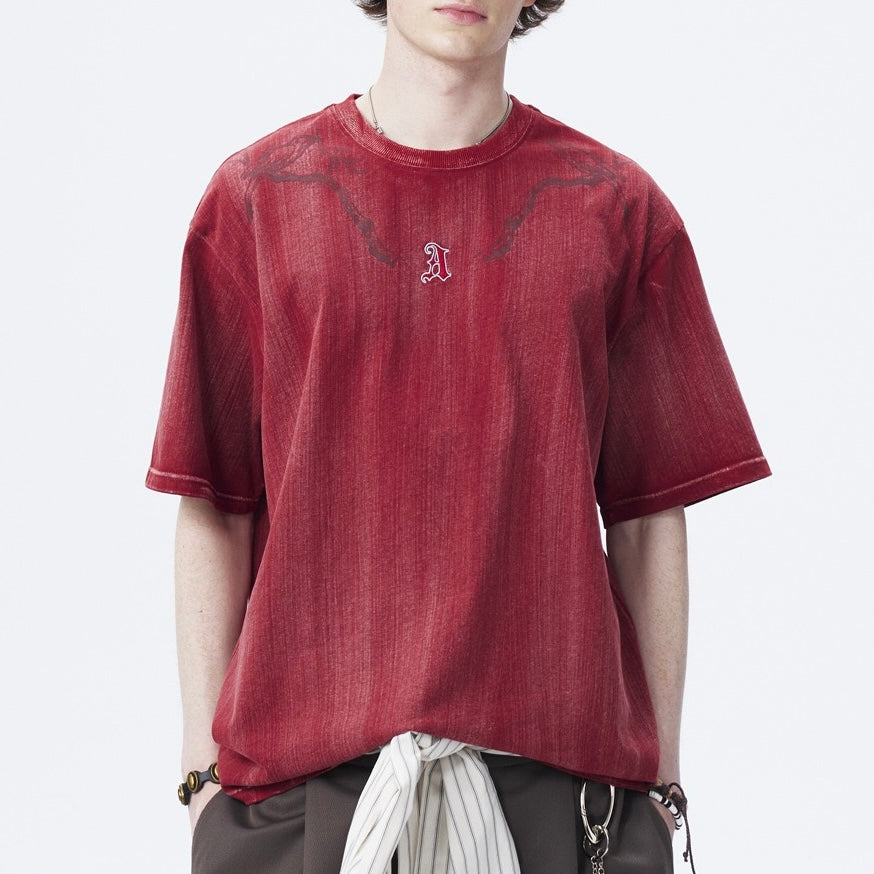 S0397 American Retro Distressed Short-Sleeve T-Shirt