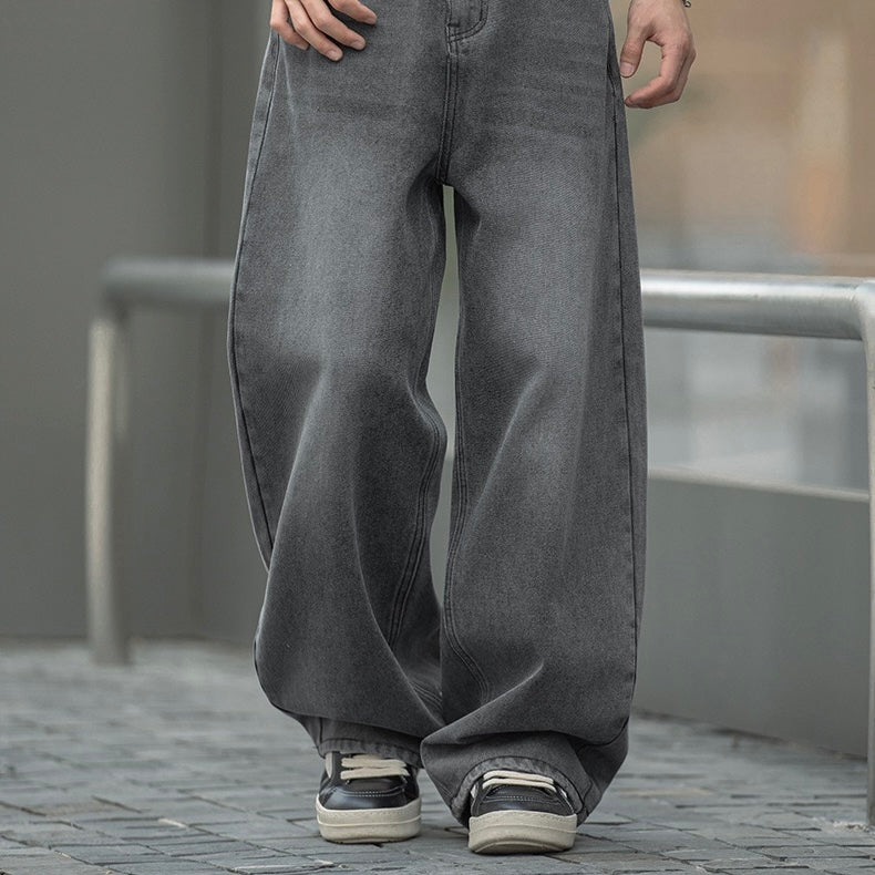 P0198 American retro straight leg loose-fitting washed distressed oversized jeans