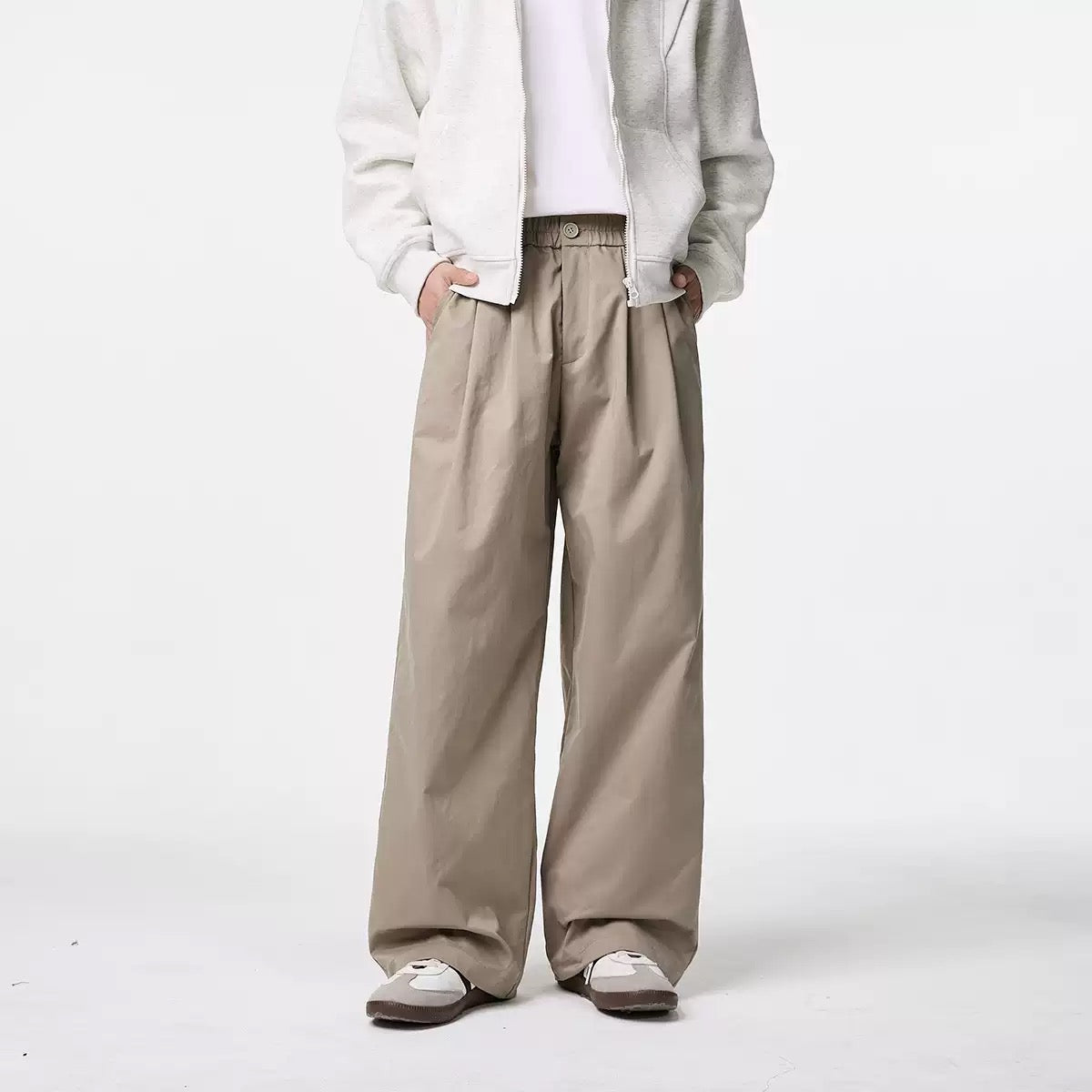 P0201 Japanese style wide-leg loose-fitting pleated flowing casual trousers