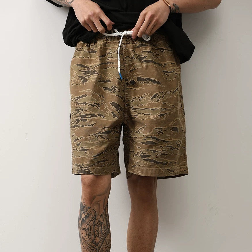 P0201 American-style pure cotton washed tiger stripe camouflage shorts