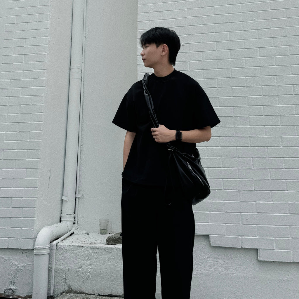 S0245 300G Korean Style Turtleneck Pure Cotton Loose Solid Color T-Shirt