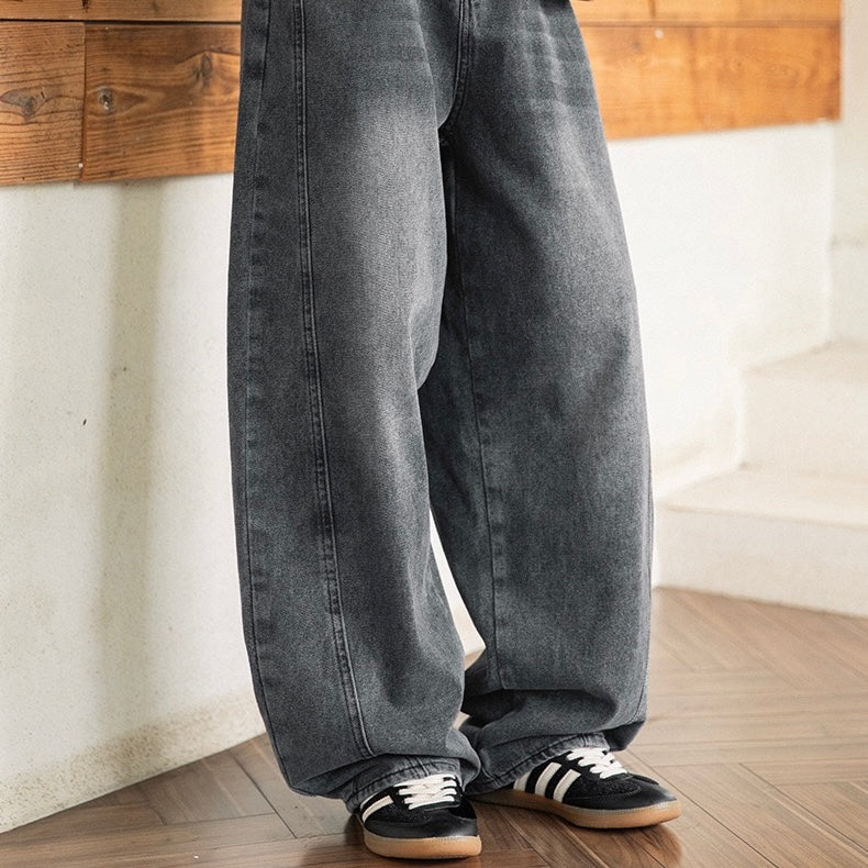 P0205 American vintage distressed washed and patchwork design jeans