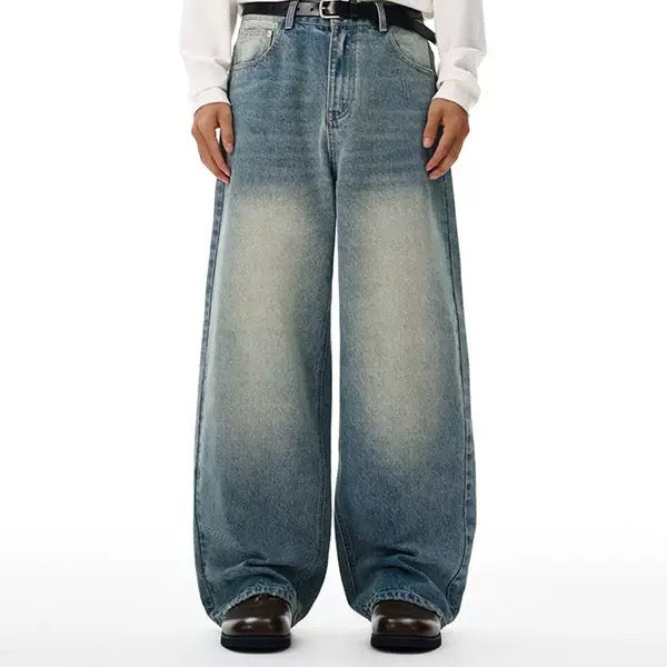 P0210 American-style loose-fitting retro washed gradient cleanfit straight leg jeans