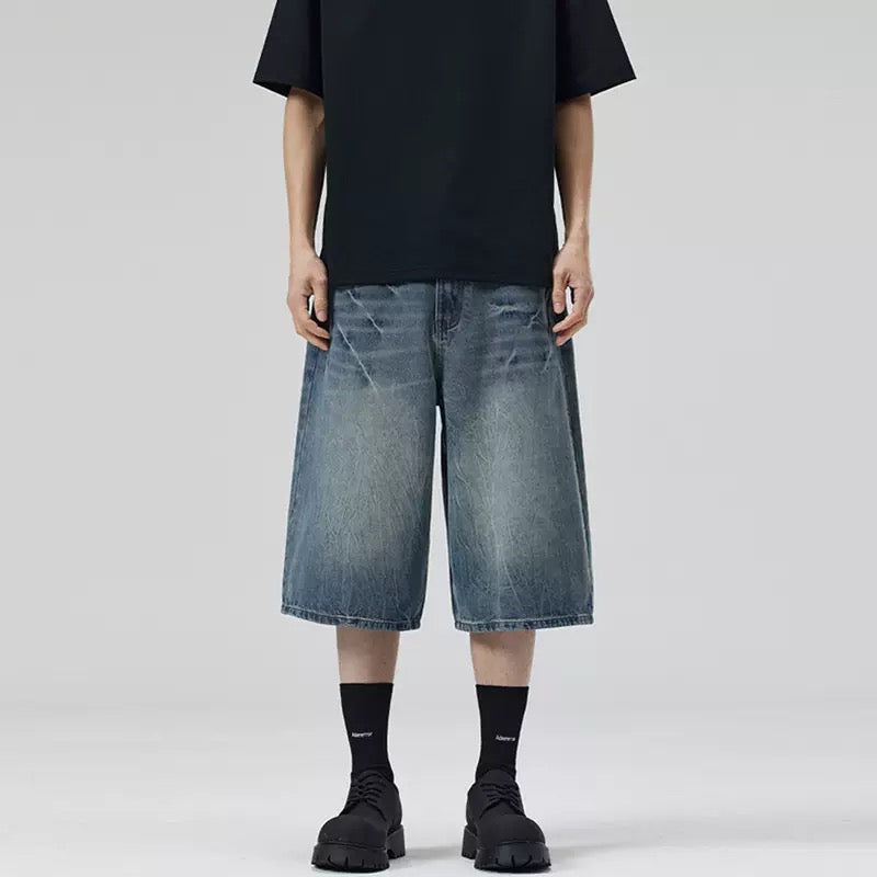 P0207 American-style straight leg loose cropped jeans